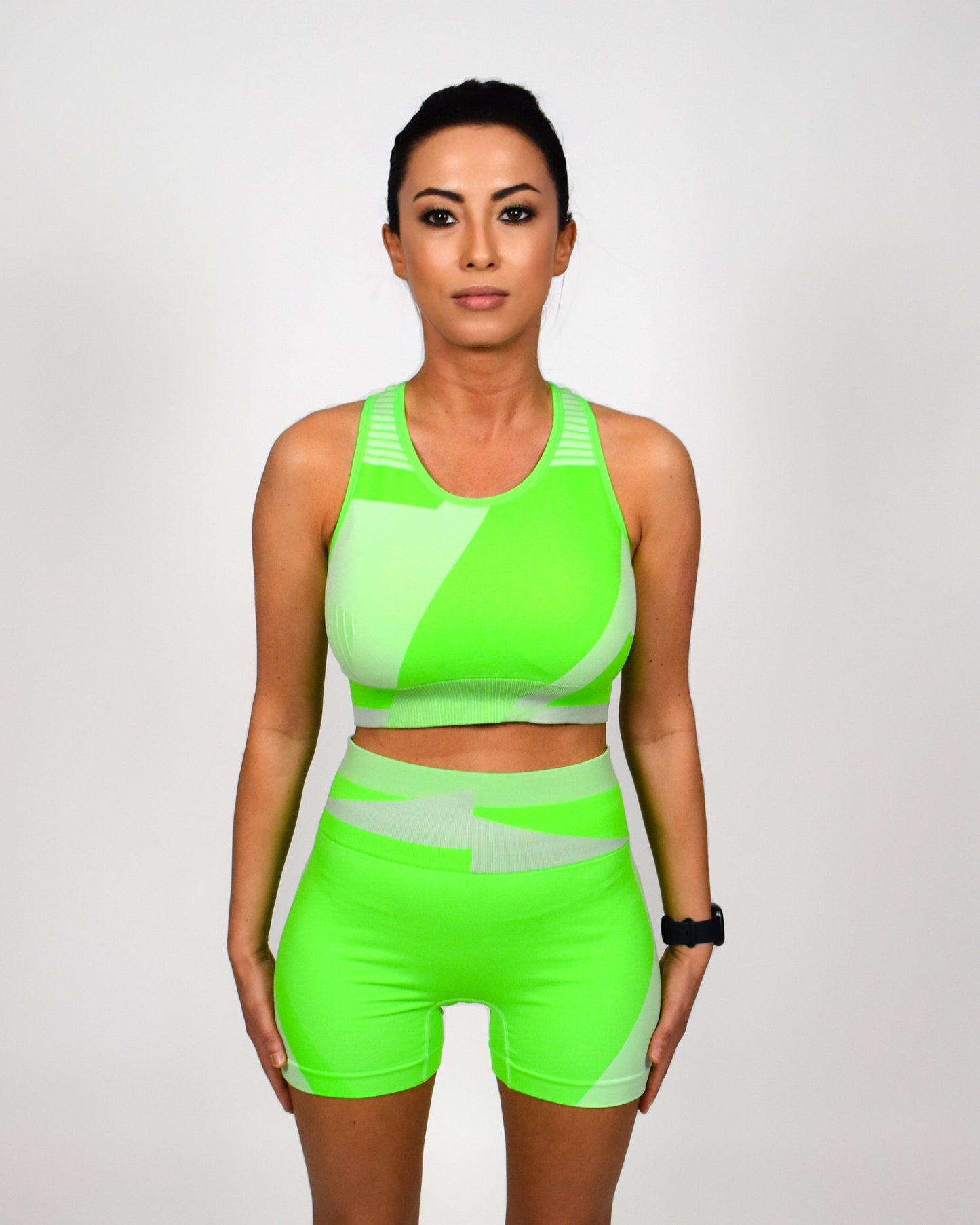 Green Color Block Yoga Set