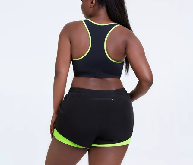 Plus Size Neon Green Biker Short Sets