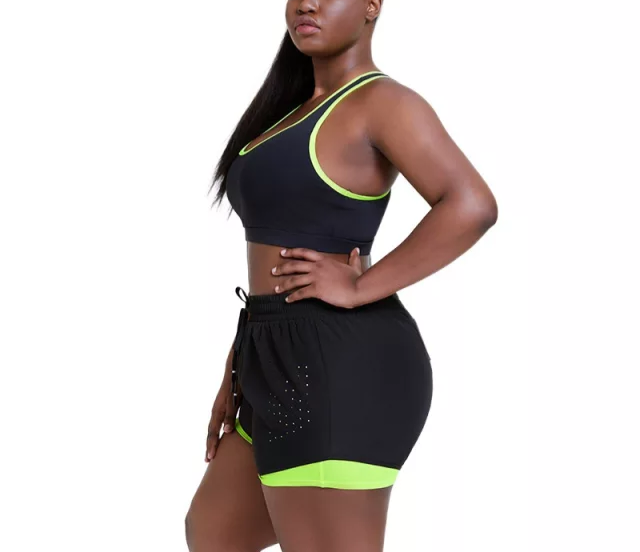 Plus Size Neon Green Biker Short Sets