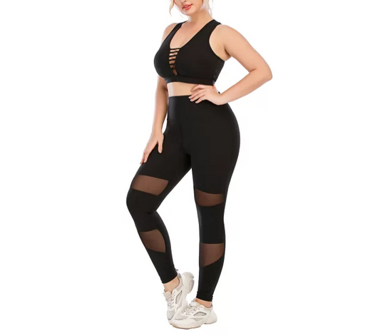 Plus Size Black Yoga Set