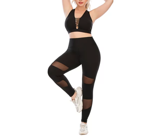 Plus Size Black Yoga Set
