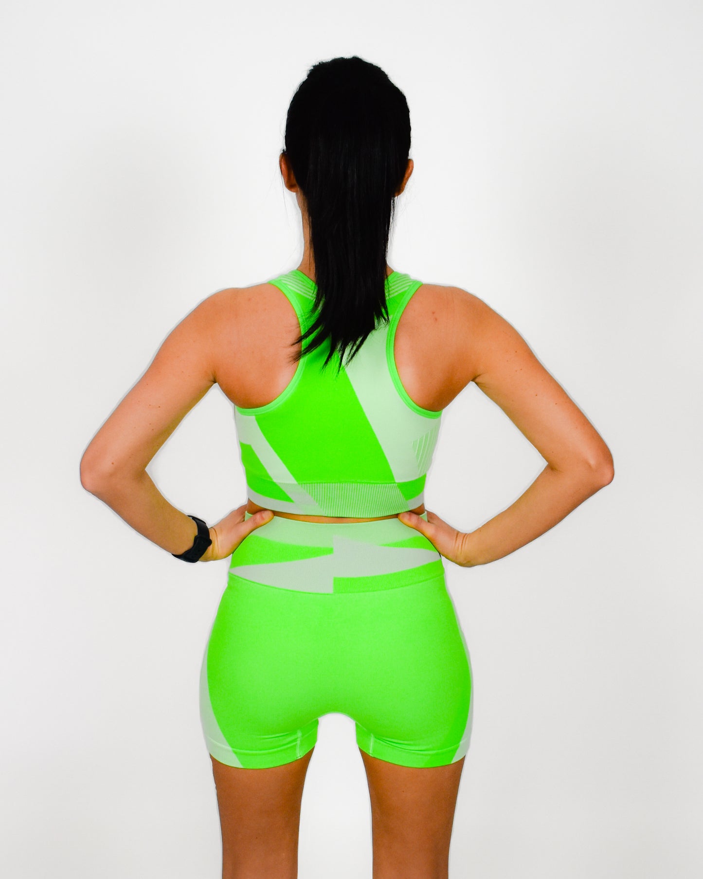 Green Color Block Yoga Set