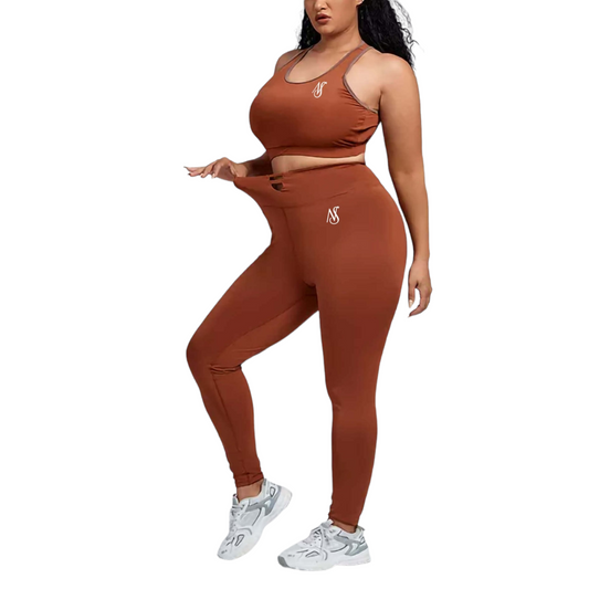 Nye Style Brown Active Wear Yoga Set