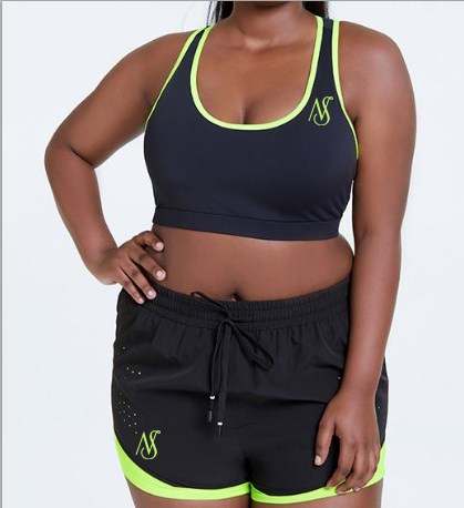 Plus Size Neon Green Biker Short Sets