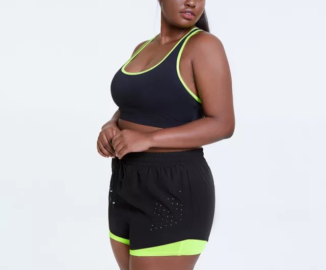 Plus Size Neon Green Biker Short Sets