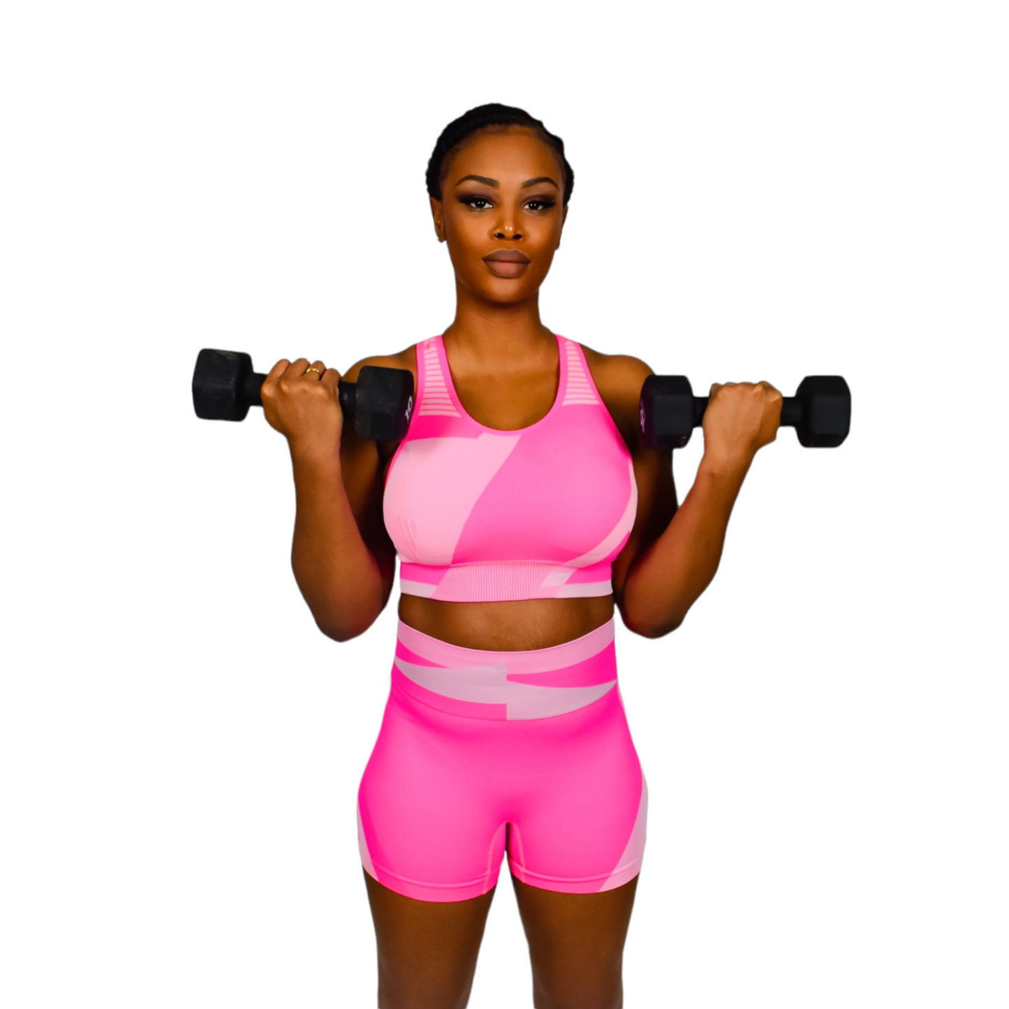 Pink Color Block Short set