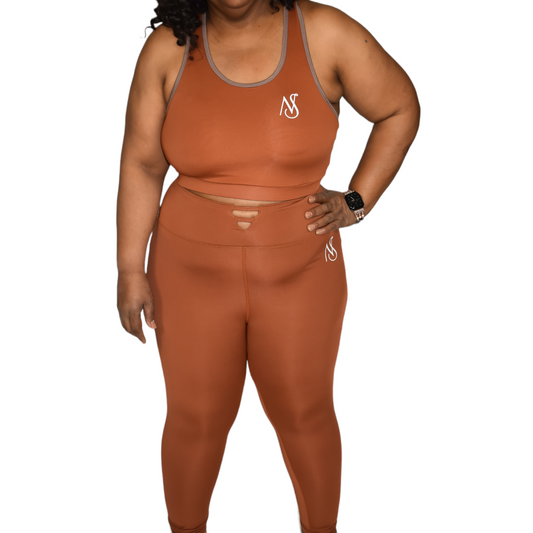 Nye Style Brown Active Wear Yoga Set